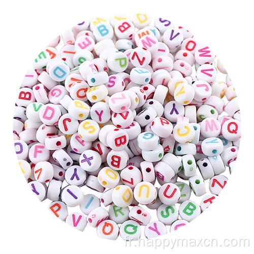 Perles d'artisanat d'alphabet plat de 7 mm bricolage